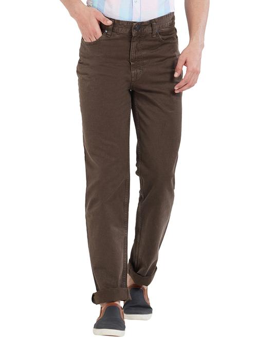 brown cotton plain jeans - 14922791 - Standard Image - 1
