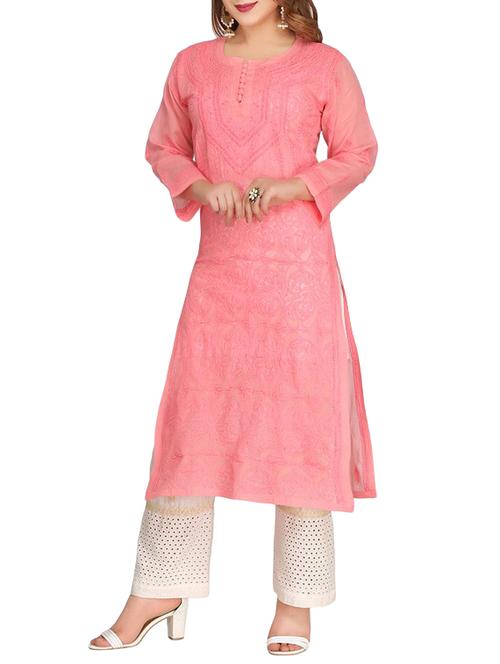ada pink cotton straight kurta - 14923019 - Standard Image - 1