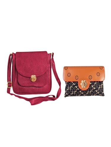 multi colored leatherette combo handbag - 14923289 - Very Small Image - 1