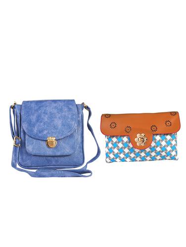 blue leatherette combo handbag - 14923303 - Very Small Image - 1