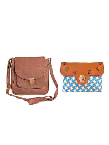 multi colored leatherette combo handbag - 14923307 - Very Small Image - 1