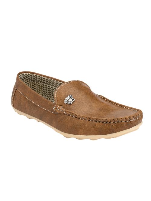 tan leatherette slip on loafer - 14923765 - Standard Image - 1