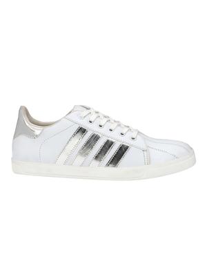 white leatherette lace up sneaker - 14923767 - Standard Image - 2