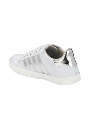white leatherette lace up sneaker - 14923767 - Standard Image - 3