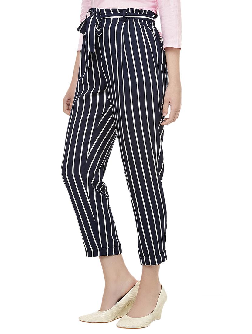 navy blue striped peg trouser - 14923821 - Zoom Image - 2