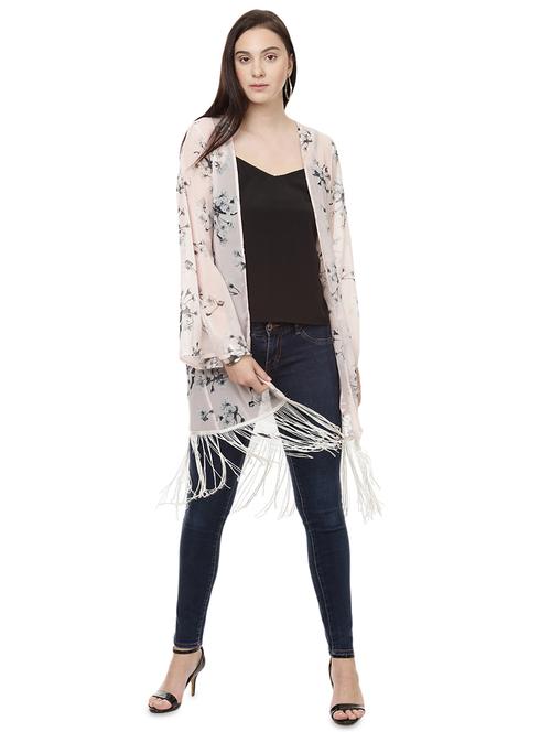 Beige printed shrug - 14923829 - Standard Image - 1