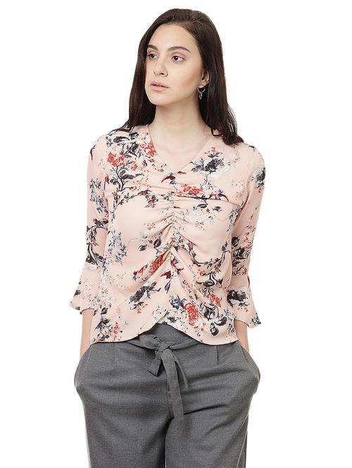 bell sleeved floral ruched top - 14923847 - Standard Image - 1