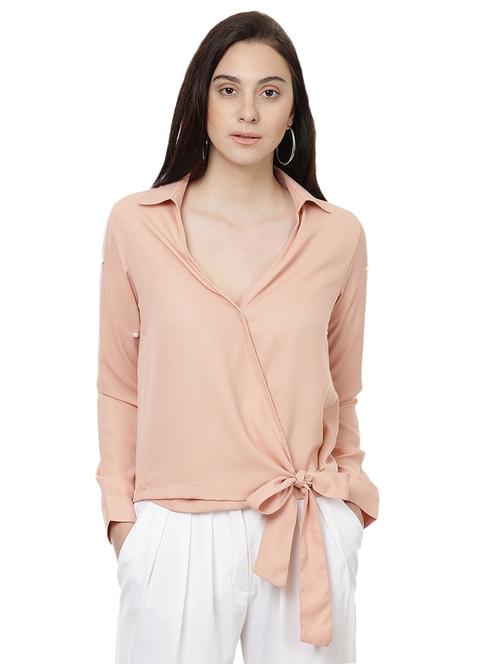 pearl embellished wrap top - 14923853 - Standard Image - 1