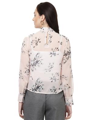 mock neck floral sheer top - 14923854 - Standard Image - 3
