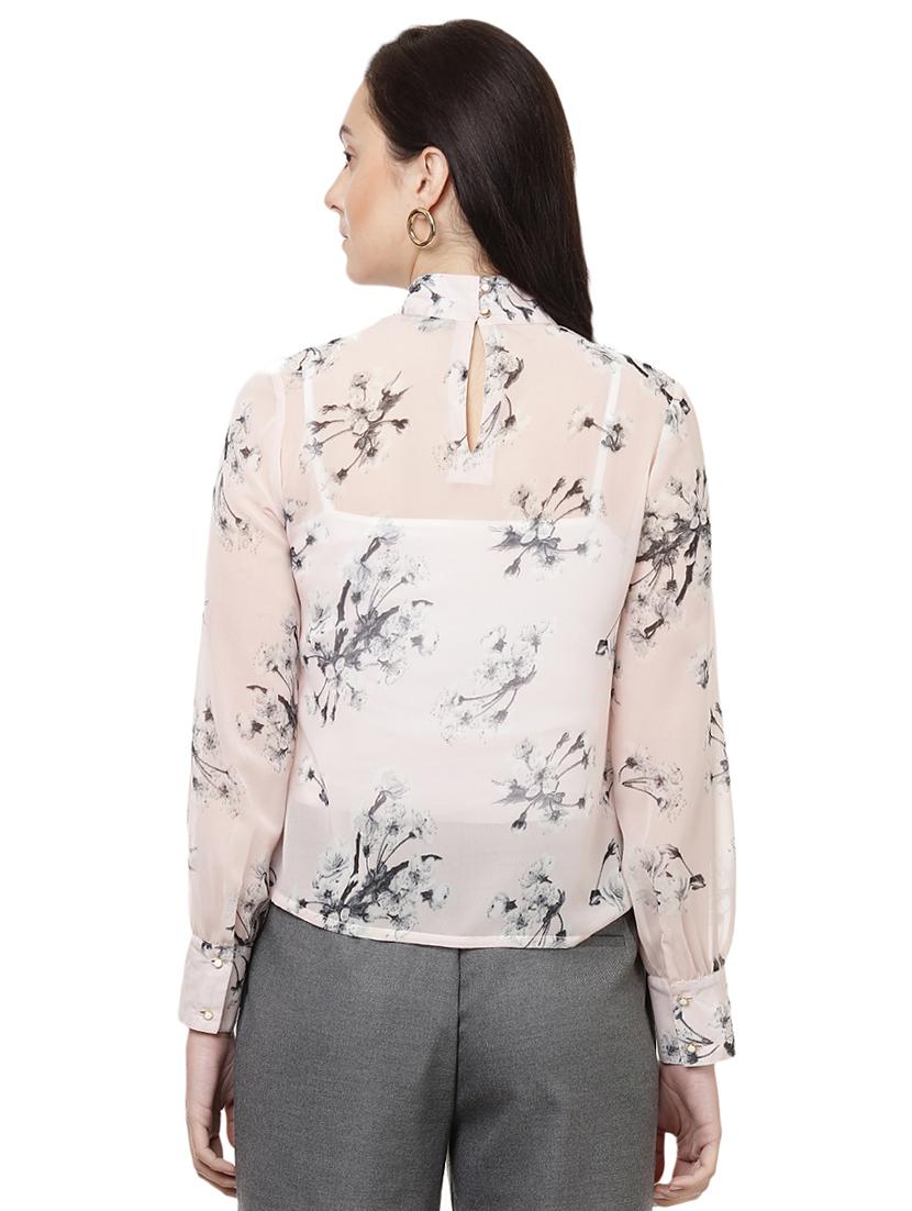 mock neck floral sheer top - 14923854 - Zoom Image - 3