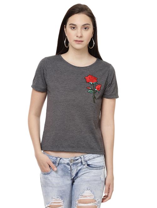 Rose patch knitted tee - 14923859 - Standard Image - 1
