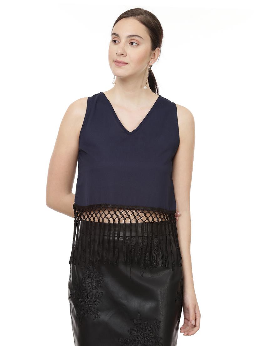 fringed lace sleeveless top - 14923860 - Zoom Image - 1