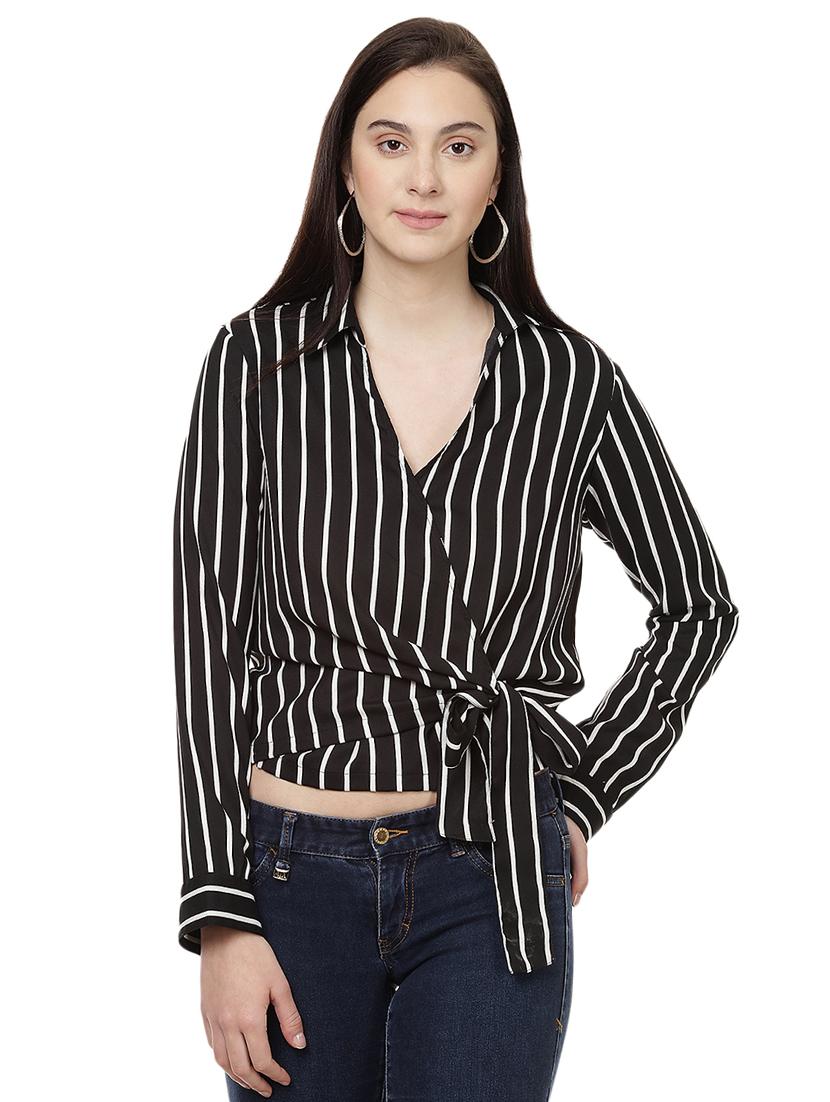striped wrap polyester top - 14923865 - Zoom Image - 1