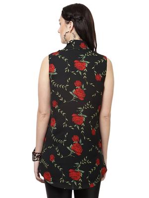 floral print asymmetric polyester top - 14923867 - Standard Image - 3