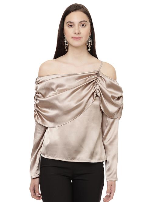 metallic cowl detail top - 14923868 - Standard Image - 1