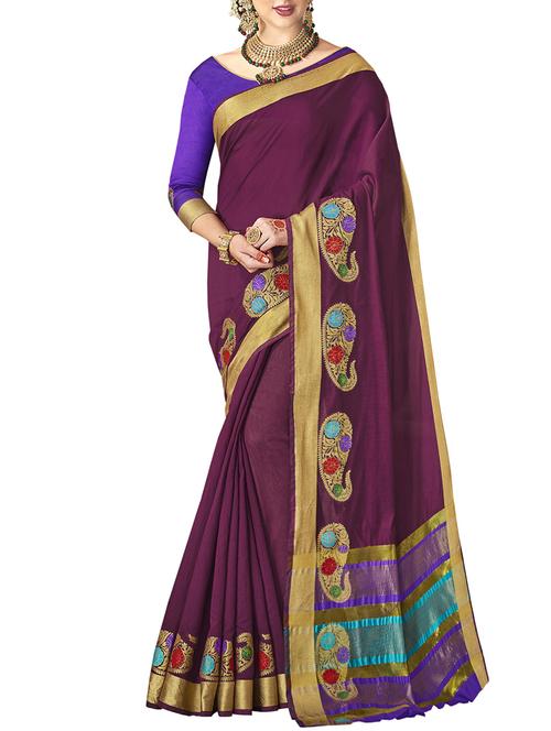 Paisley chanderi saree with blouse - 14923894 - Standard Image - 1