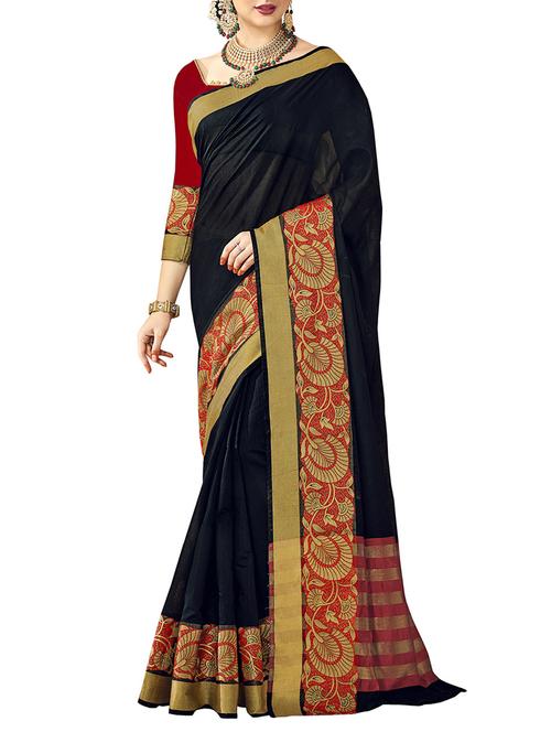 Zari bordered chanderi saree with blouse - 14923900 - Standard Image - 1