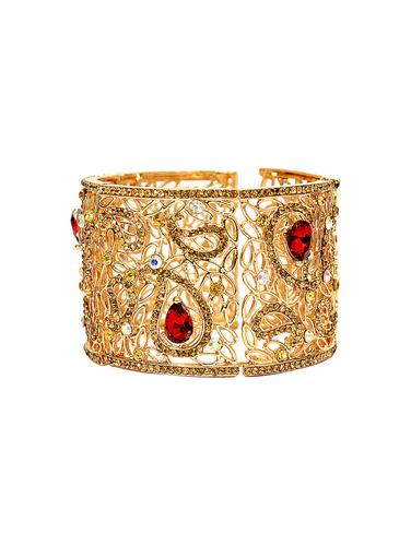 Red Gold Tone Stone Cuff Bracelet - 14924155 - Very Small Image - 1