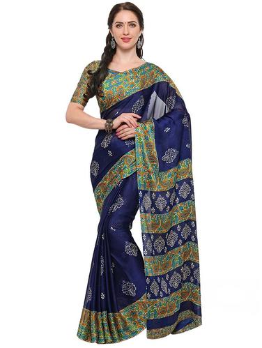 paisley border floral printed saree with blouse - 14924292 - Very Small Image - 1