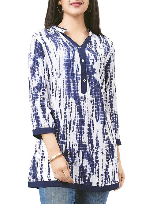 blue rayon aline kurti - 14924302 - Standard Image - 1