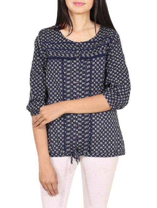 blue printed cotton top - 14924332 - Standard Image - 1