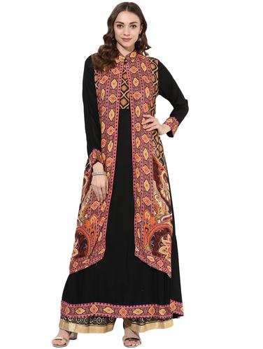 black rayon layered kurta - 14924531 - Very Small Image - 1