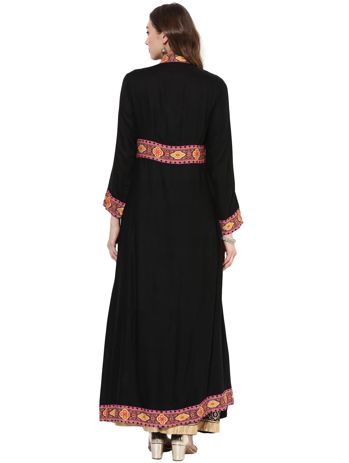 black rayon layered kurta - 14924531 - Zoom Image - 3