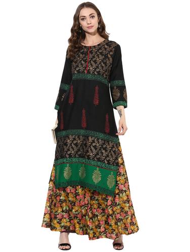 black cotton straight kurta - 14924541 - Very Small Image - 1