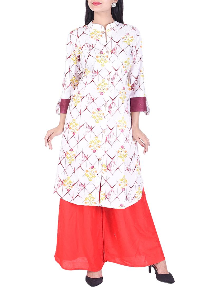 Adesa pink rayon straight kurta - 14924633 - Zoom Image - 1