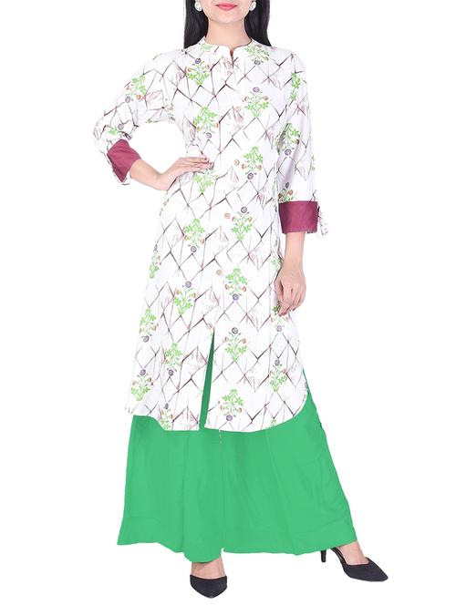 Adesa green rayon straight kurta - 14924634 - Standard Image - 1