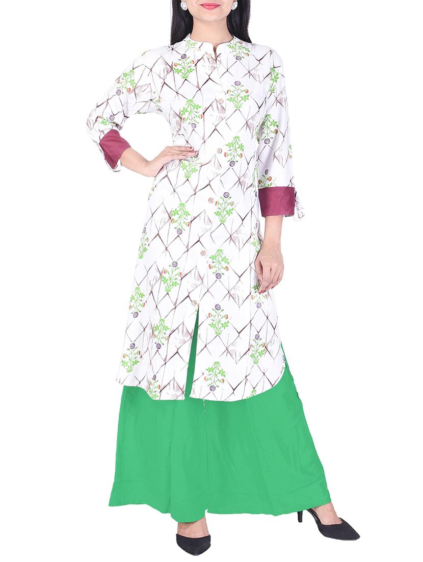 Adesa green rayon straight kurta - 14924634 - Zoom Image - 1