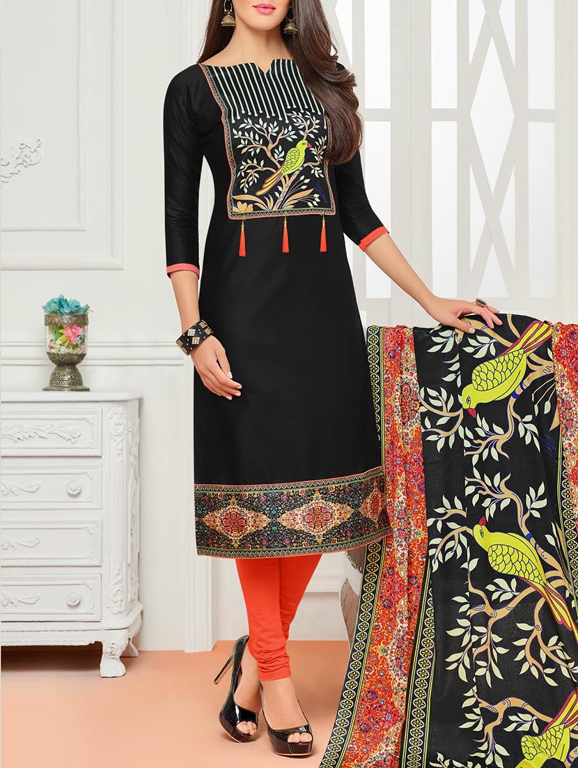 Embroidered unstitched churidaar suit - 14924653 - Zoom Image - 1