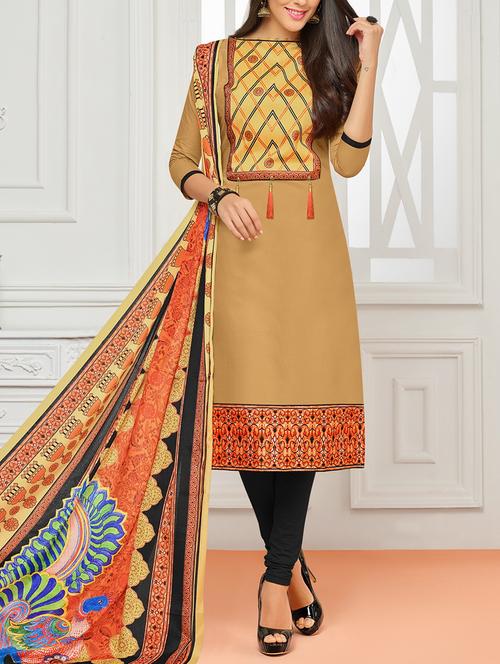Embroidered unstitched churidaar suit - 14924654 - Standard Image - 1