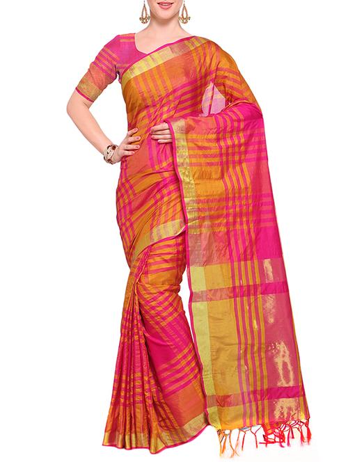 pink cotton silk maheshwari saree with blouse - 14925666 - Standard Image - 1