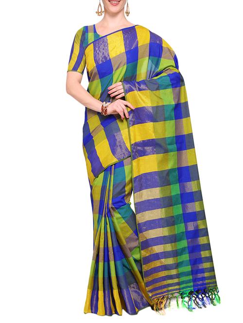 blue colored maheshwari saree with blouse - 14925668 - Standard Image - 1