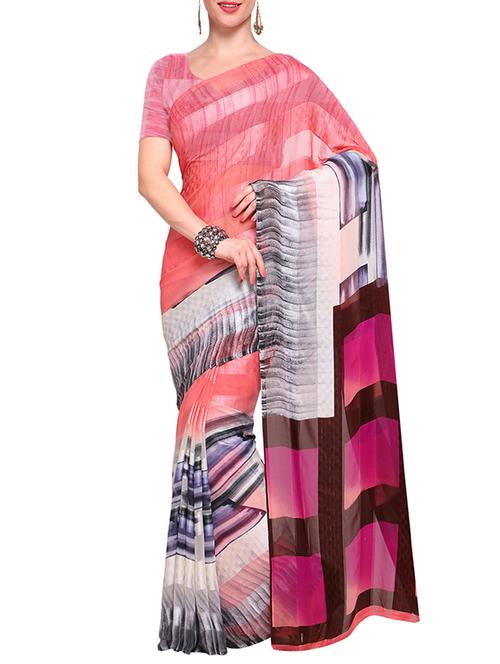 multi georgette printed saree with blouse - 14925676 - Standard Image - 1