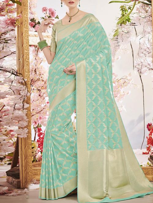 Delicate golden zari banarasi saree with blouse - 14925861 - Standard Image - 1