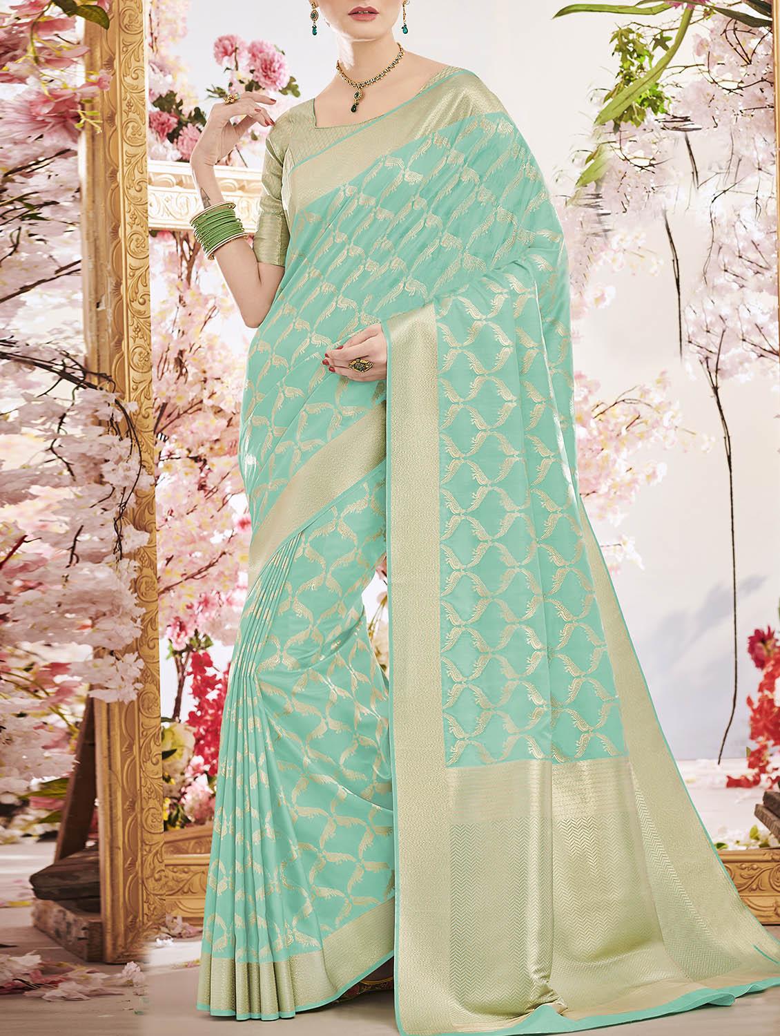 Delicate golden zari banarasi saree with blouse - 14925861 - Zoom Image - 1