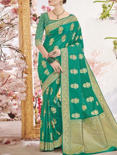 Delicate golden zari banarasi saree with blouse - 14925864 - Very Small Image - 1