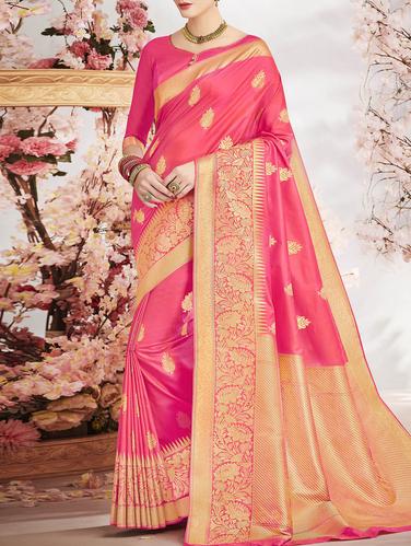 Delicate golden zari banarasi saree with blouse - 14925865 - Very Small Image - 1