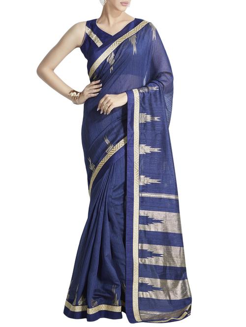 Temple bordered saree with blouse - 14925875 - Standard Image - 1