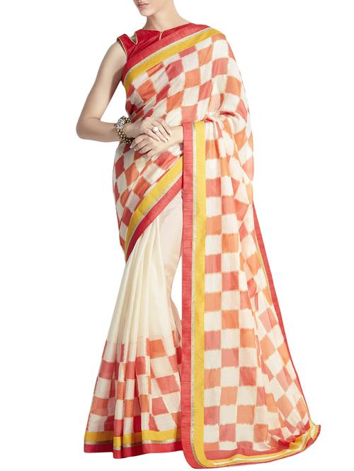 Geometrical woven saree with blouse - 14925876 - Standard Image - 1