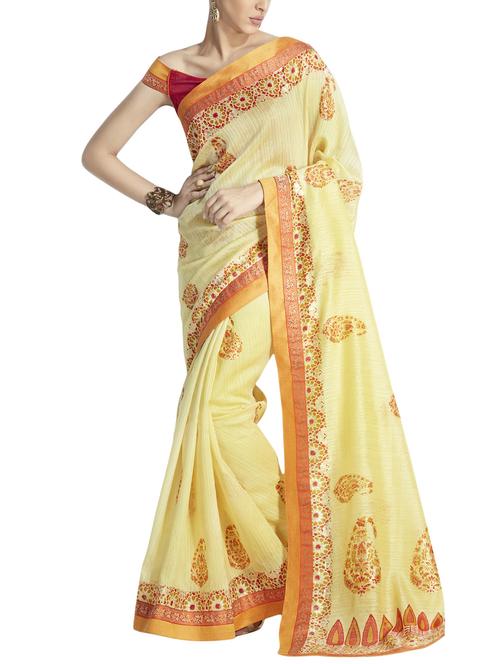 Paisley Printed saree with blouse - 14925883 - Standard Image - 1
