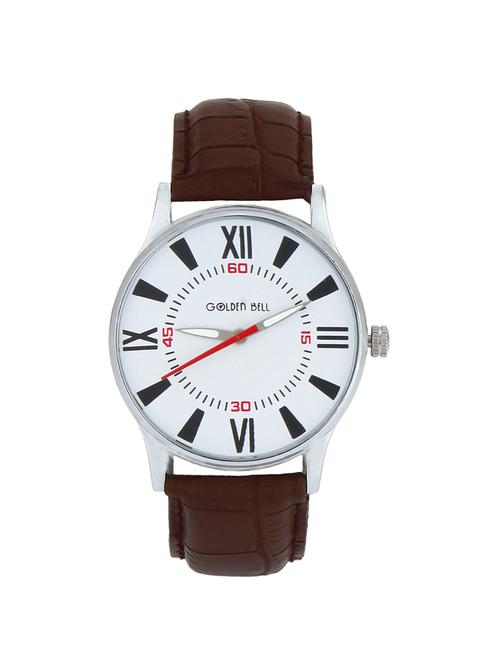 Golden Bell White Dial Brown Leather Strap Analog Watch - 14925951 - Standard Image - 1