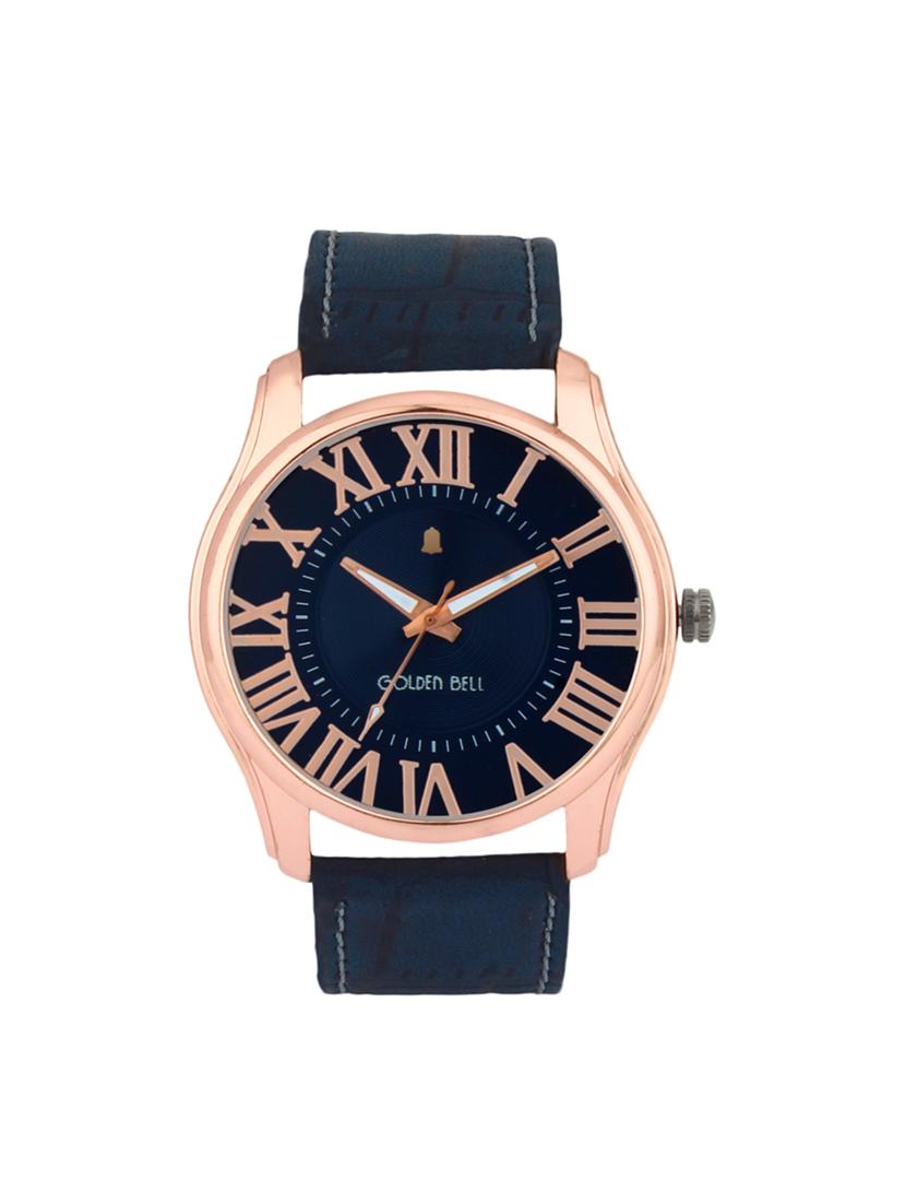 Golden Bell Blue Dial Blue Leather Strap Analog Wrist Watch - 14925960 - Zoom Image - 1