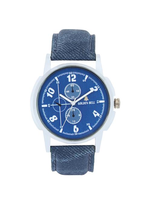Golden Bell Blue Dial Blue Leather Strap Analog Wrist Watch - 14925961 - Standard Image - 1