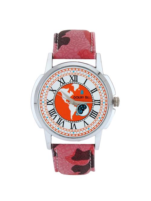 Golden Bell Multicolour Dial Pink Military Designer Leather Strap Analog Wrist Watch - 14925964 - Standard Image - 1