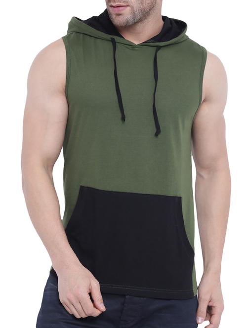 olive green cotton color block t-shirt - 14926571 - Standard Image - 1