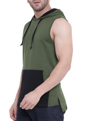 olive green cotton color block t-shirt - 14926571 - Standard Image - 2