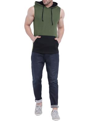 olive green cotton color block t-shirt - 14926571 - Standard Image - 4